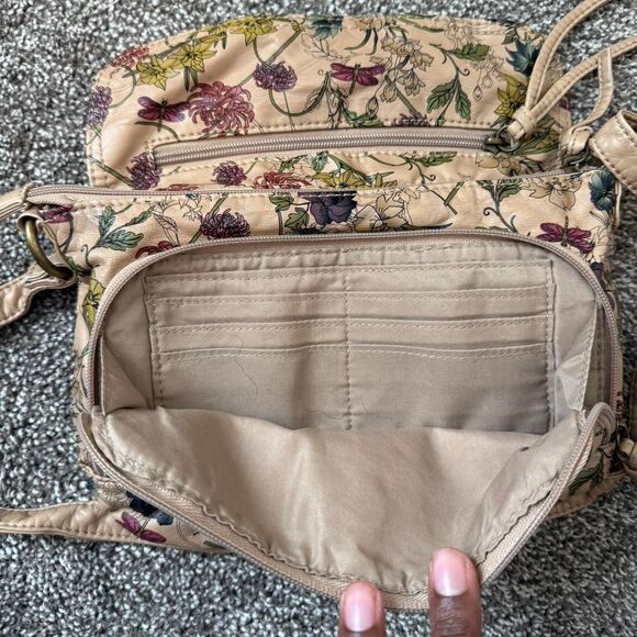 Floral Crossbody Bag Beige Botanical Print Y2K Coquette Cottagecore Purse - Picture 5 of 8